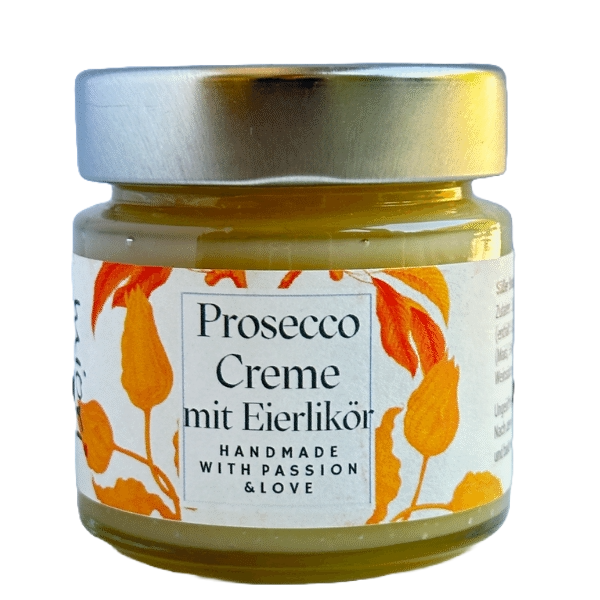 Prosecco Creme mit Eierlikör | 140g | Süßer Brotaufstrich Prosecco und Eierlikör