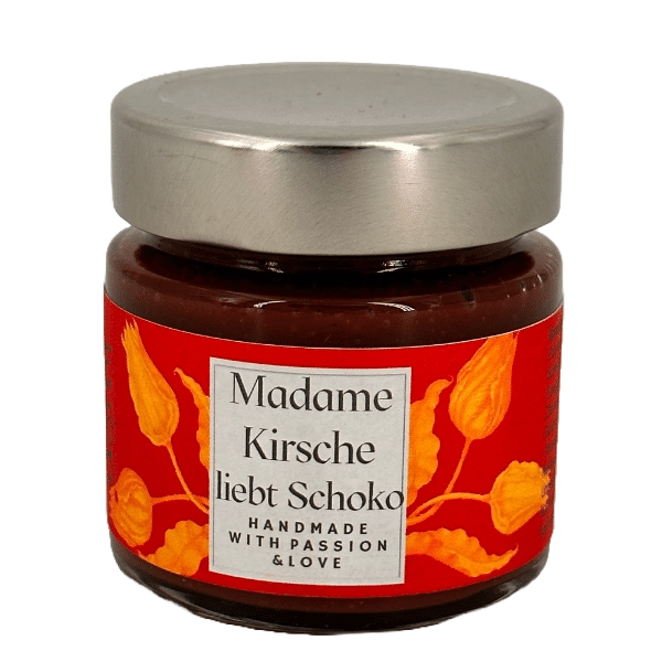 Madame Kirsch liebt Edelbitter | 140 g | Kirschen und Schokoladen Fruchtaufstrich